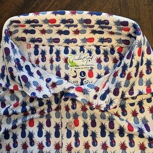 Tailorbyrd Men's Pineapple Print Polo - Red and Blue